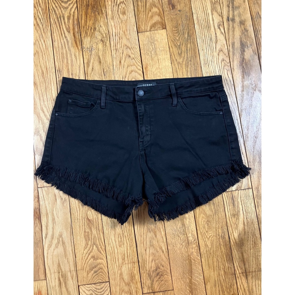 Guess Black‎ Frayed Hem Denim Shorts Women's Size 31